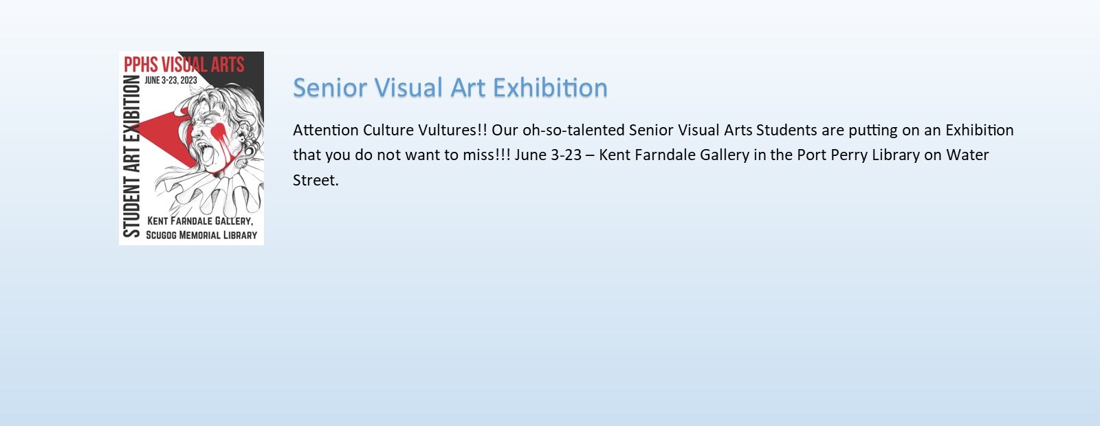 Image of Graphic Clown Face - Senior Visual Arts Exhibition June 3 - 23 Kent Farndale Gallery Port Perry Library 