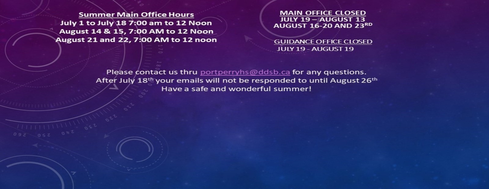Summer Hours listed 